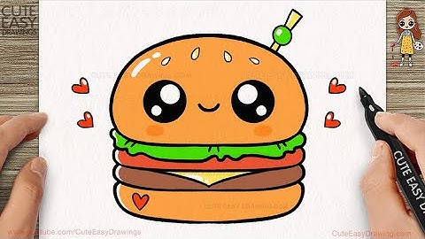 How to Draw a Cute Burger Easy Step by Step for Kids