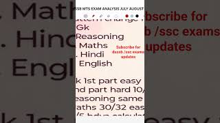 DSSSB MTS EXAM ANALYSIS JULY #dsssb