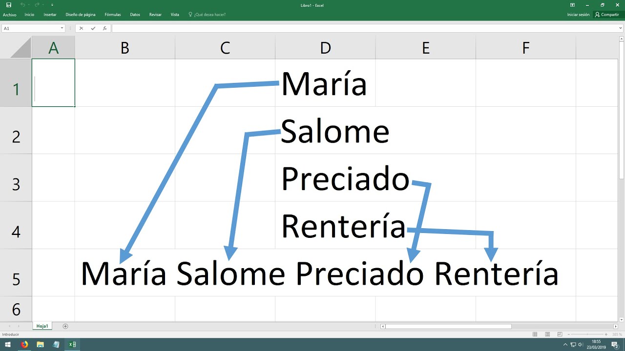 Tutorial excel como unir concatenar las celdas que tu quieras youtube