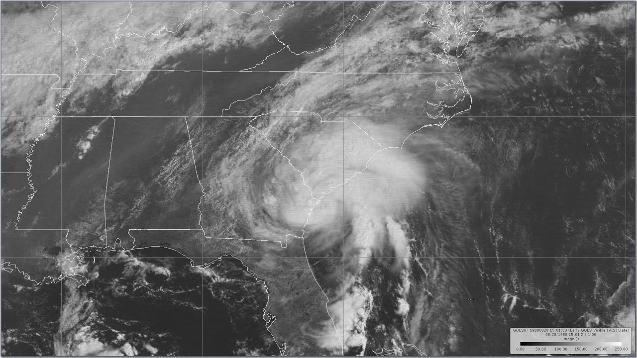 1988 Chris - 1 Kilometer Resolution Visible Satellite Imagery Animation (HD 1920x1080)