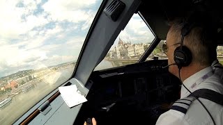 Pilot's and bird's view of WizzAir's fly-by over Budapest