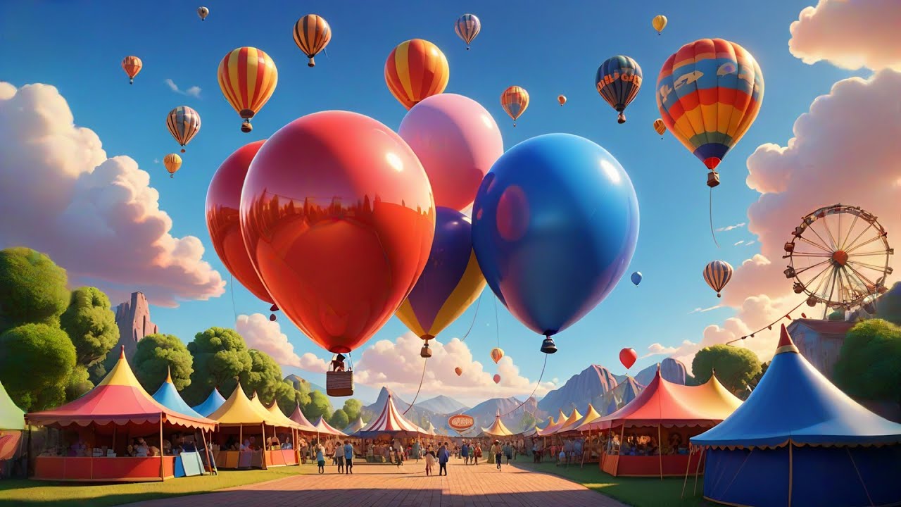 Three Bright Balloons Dance in the Sky | Balloon | & Movement Rhyme for Toddlers and Preschoolers