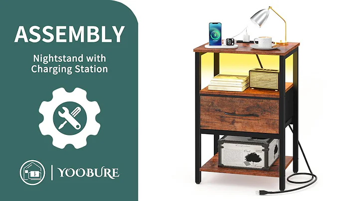 🛠️Yoobure Nightstand with Charging Station, LED Night Stand with Adjustable  Drawer Assembly Video