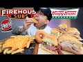 MUKBANG Eating Firehouse Subs, Fresh Burger Cali Fries, Krispy Kreme Donuts