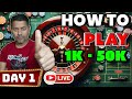 From 1k to 50k  my epic day 1 roulette strategy