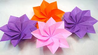 1枚の折り紙で簡単に作れる花の製作アイデア