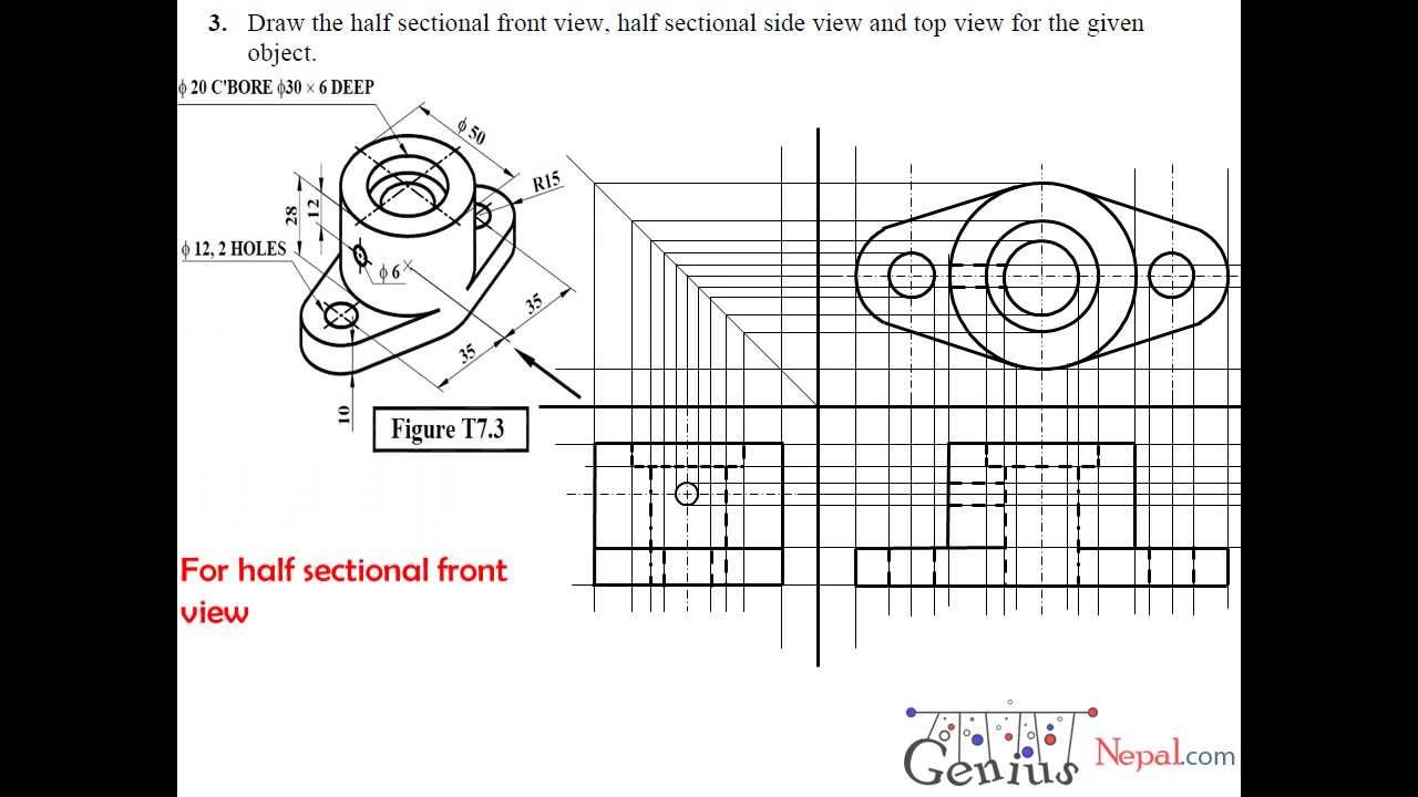 Engineering Drawing Tutorials Sectional and Auxiliairy 