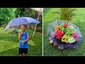 Um guarda-chuva e uma ideia muito criativa / Decoração de jardim