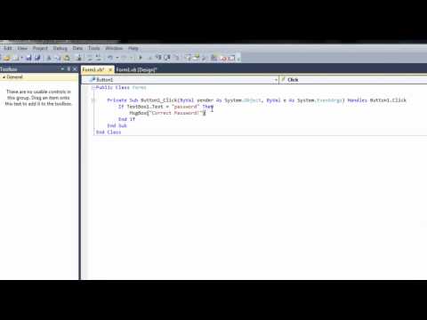 Visual Basic 2010 Tutorials - Episode 2 - If Then Else, Passwords
