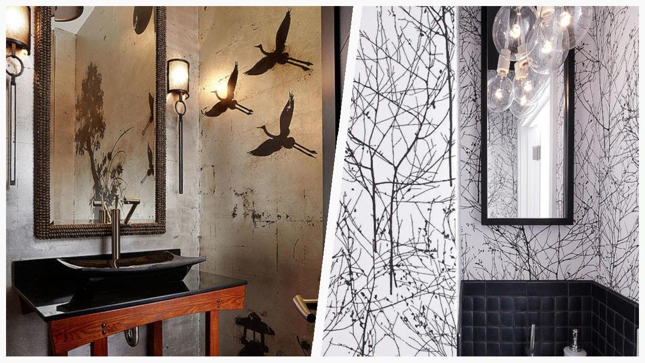 75 Powder Room With White Walls And Multicolored Walls Design Ideas You ...