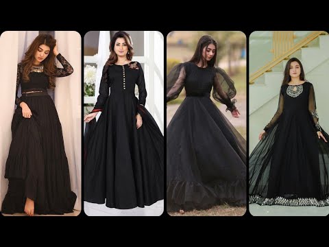 Latest Party Wear Black Long Frock Designs | Black gown design | Black  frocks | Floor length dresses - YouTube