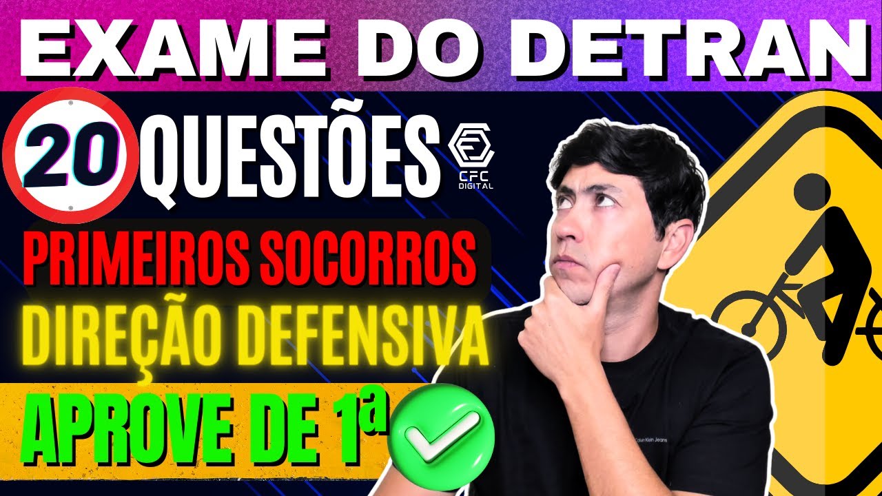 SIMULADO DO DETRAN 2024 - REVISÃO DE 20 QUESTÕES, PRIMEIROS SOCORROS e DIREÇÃO DEFENSIVA DETRAN 2024
