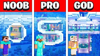 Baby Shark - NOOB vs PRO vs GOD: UNDERWATER MODERN HOUSE BUILD CHALLENGE in Minecraft - Animation!