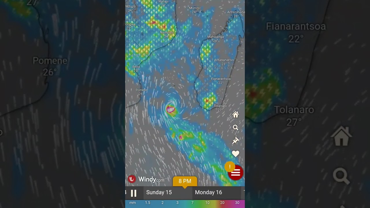 Rain Forecast of TROPICAL CYCLONE GEZANI for the next 4 days from 13th Feb @4.30am GMT - Windy.com