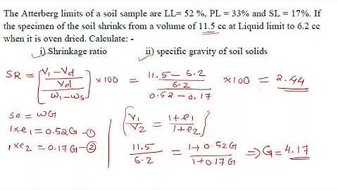 NUMERICAL PROBLEMS ON ATTERBERG LIMITS