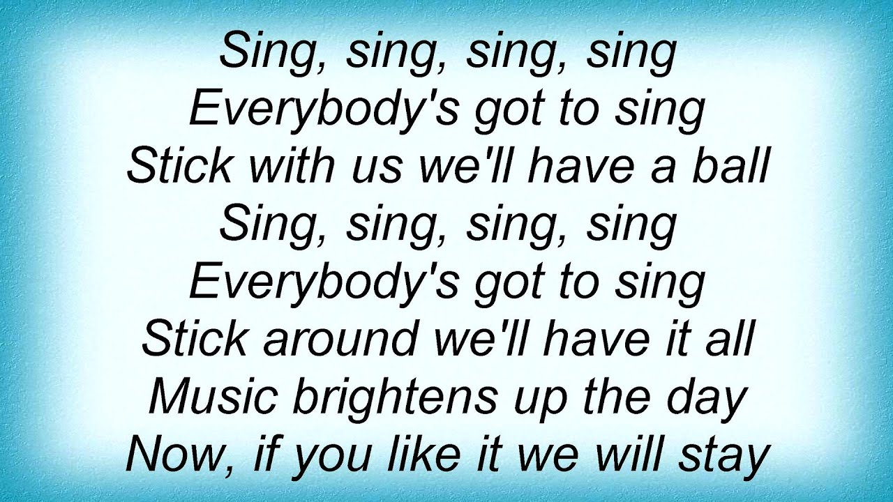 Sing sing sing remix. Louis prima - Sing, Sing, Sing. Sing Sing Sing Sing текст. Sing Sing Sing три формы. Sing Sing a Song текст.