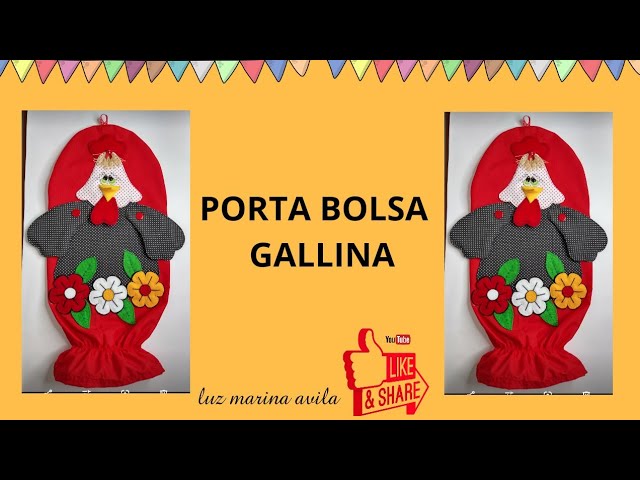 Guardabolsas modelo Gallina pollitos en colores rojo y blanco