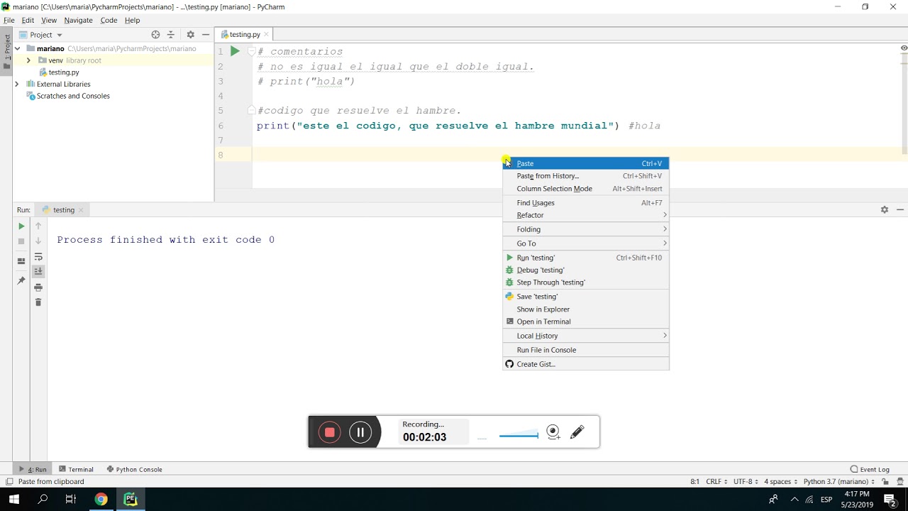 Curso de Python. 6. Comentarios, asignación y comparación. Igual y ...