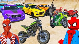 CARROS e MOTOS com HOMEM ARANHA e SUPER HERÓIS vs Desafio Explosivo do Hulk Vermelho #final - GTA V