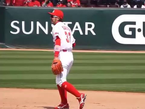 広島カープ・菊池涼介　試合前練習も上手いです。　2016.3.27マツダスタジアムにて