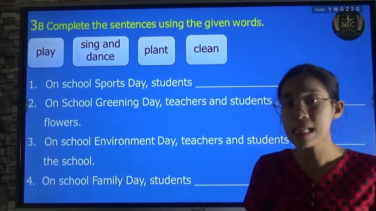 GRADE - 5 English Unit -5 "My School" မှ Lesson 2 "School Activities"