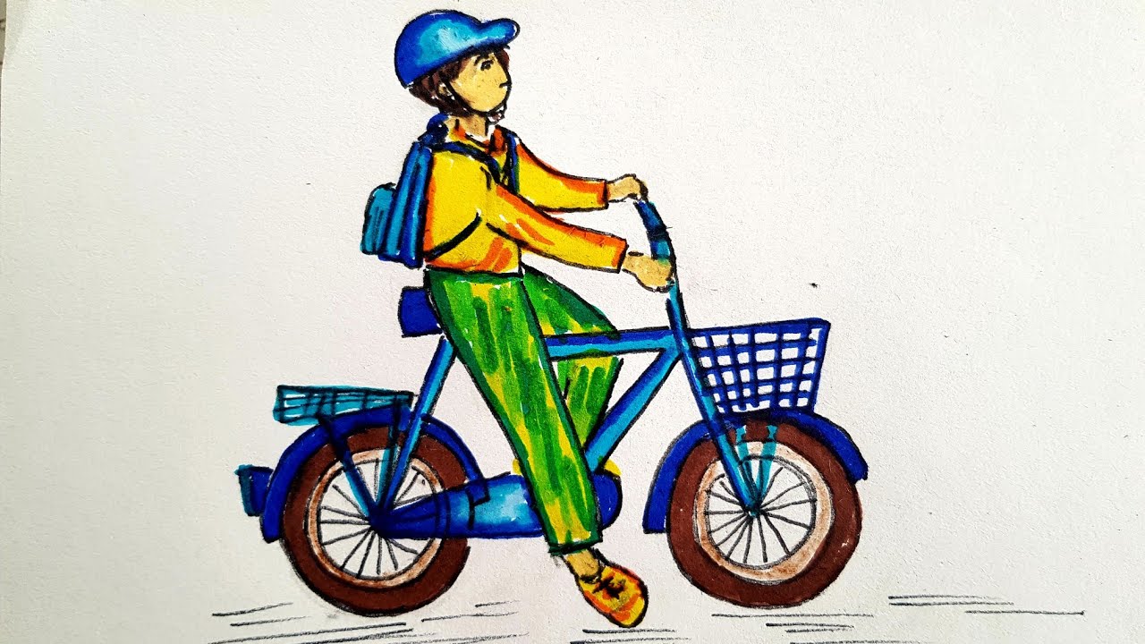 Mĩ Thuật| Cách Vẽ Người Đi Xe Đạp Đơn Giản| How To Draw A Cyclist ...