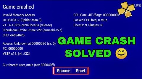 HOW TO SOLVE GAME CRASH IN PPSSPP | Invalid memory access | RESUME-RESET Problem Solved 🤔#pes#psp