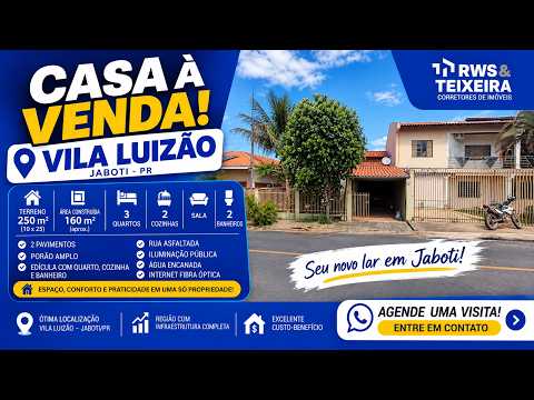 Vídeo de CASA À VENDA EM JABOTI/PR | VILA LUIZÃO | 3 QUARTOS | EDÍCULA | PORÃO AMPLO