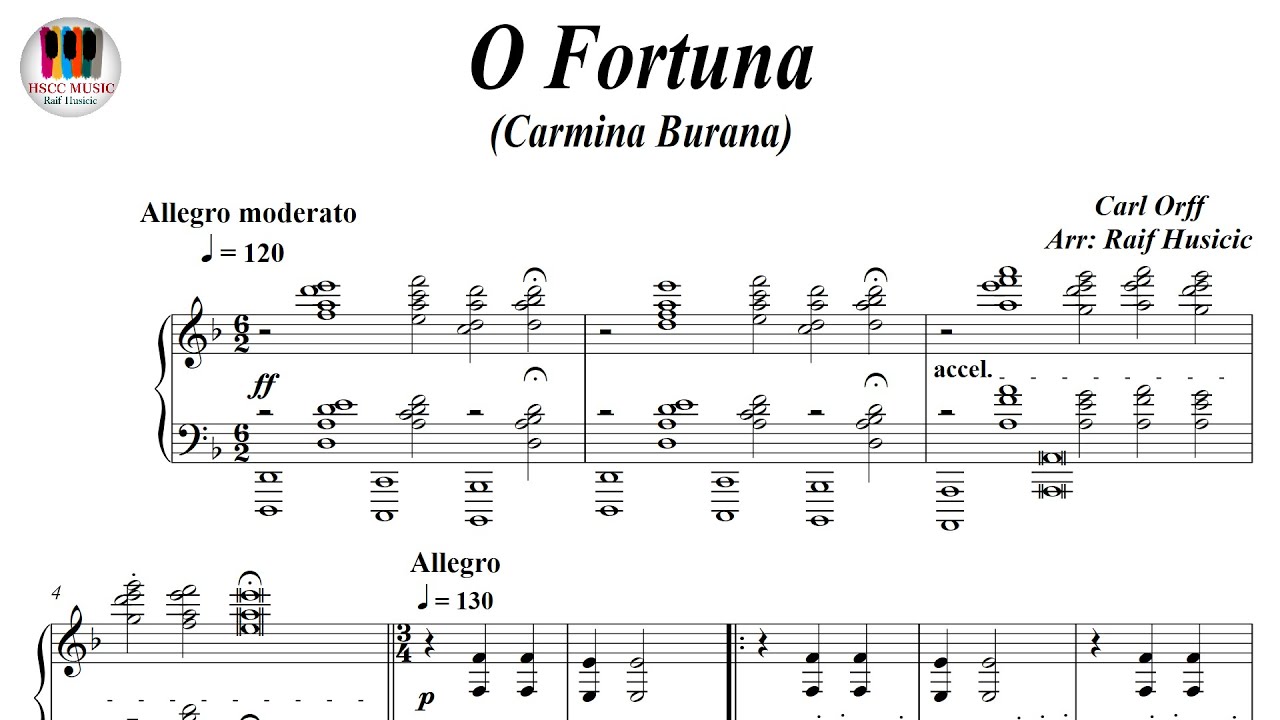 O Fortuna, Carmina Burana - Carl Orff, Piano Sheet Music