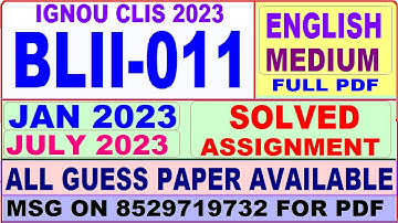blii 011 solved assignment 2023 / blii 11 solved assignment 2023 in english / ignou clis 2022-23