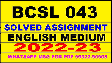 bcsl 43 solved assignment 2022-23 in english | bcsl 43 solved assignment 2022-23 | bcsl 43 2023