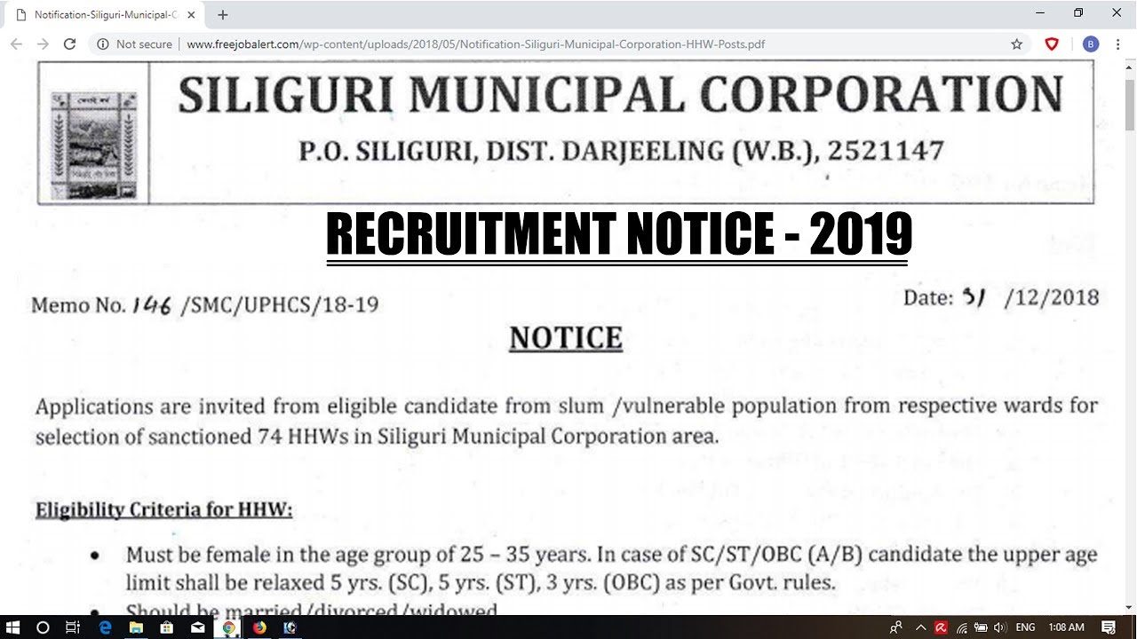 Siliguri Municipality Recruitment 2019 - Apply for 74 Various Posts