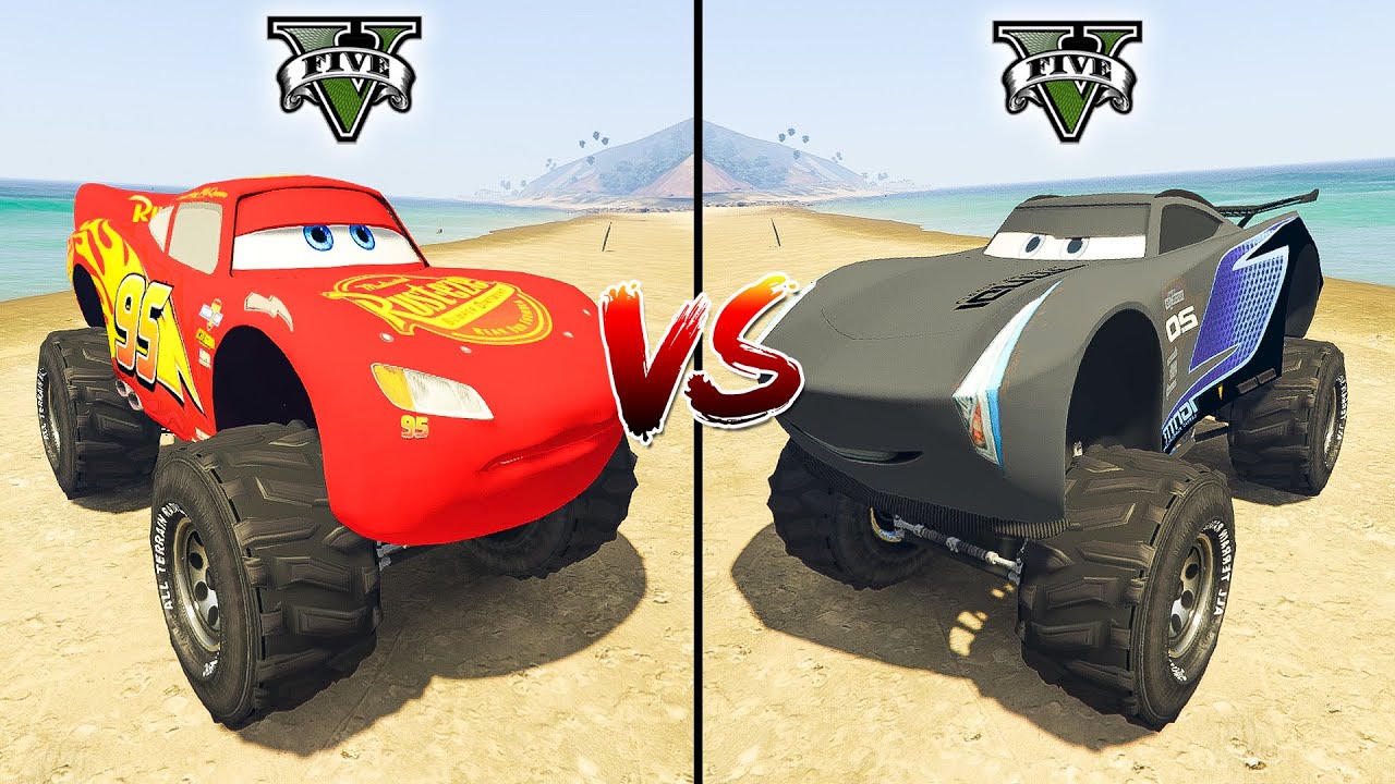 Lightning McQueen Monster truck VS Jackson Storm Monster truck in GTA 5 ...