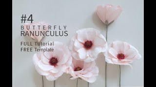 [FREE PDF TEMPLATE&FULL TUTORIAL] #4.Butterfly Ranunculus crepe paper flowers solelyworks 주름지꽃 라넌큘러스