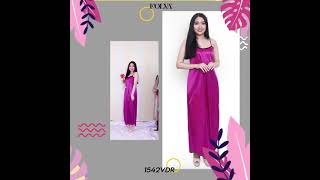 FOLVA baju tidur tanktop long dress satin 1542VDR ungu all size