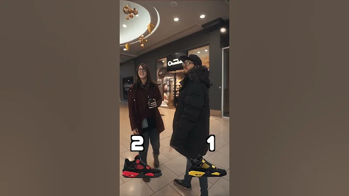 Yellow Thunder vs Red Thunder - what YOU picking??? 🧐👀 #jordan4 #sneakers #publicreaction