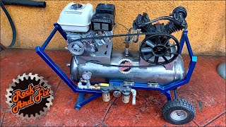 Como Hacer un Compresor a Gasolina paso a paso || Making mobile gas powered air compressor