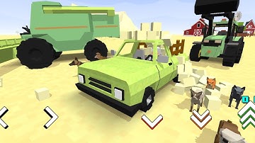 Full Of Wheat - Blocky Farm And Racing Simulator | Backhoe Pickup | Game Play Android & Ios