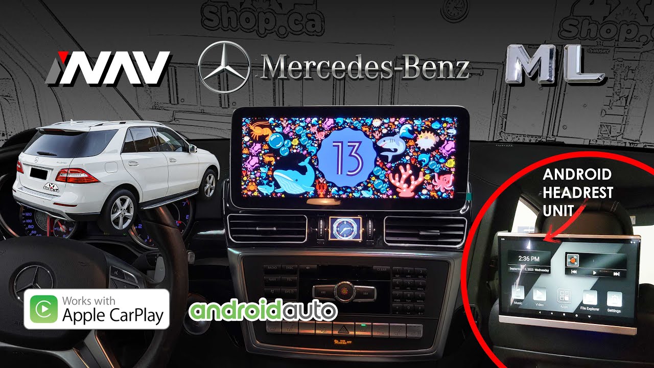 INFOTAINMENT UPGRADE INAV Android 12.3" screen Mercedes Benz ML Apple ...