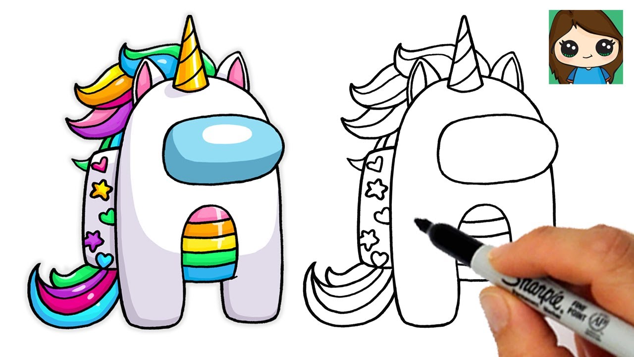 How To Draw Among Us Unicorn Youtube