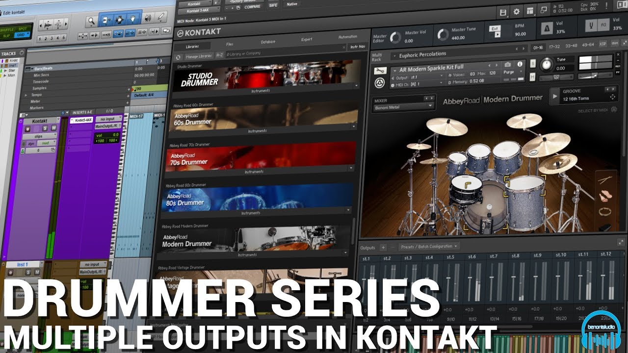 Kontakt DRUMMER Series Use Multiple Outputs to Record Drums in Pro