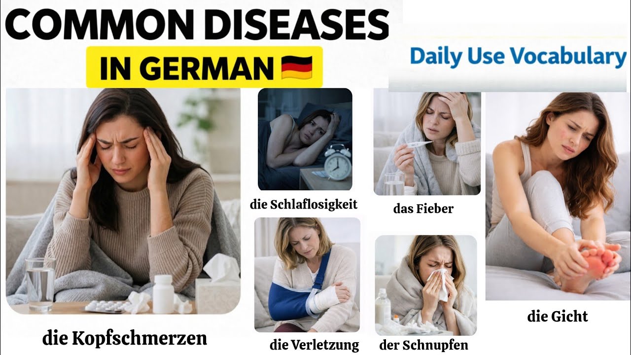 Common diseases and health conditions in German 🇩🇪|| Learn German ...