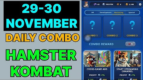 HAMSTER KOMBAT GAMEDEV DAILY COMBO | HAMSTER KOMBAT DAILY COMBO | 29 NOVEMBER HAMSTER DAILY COMBO |