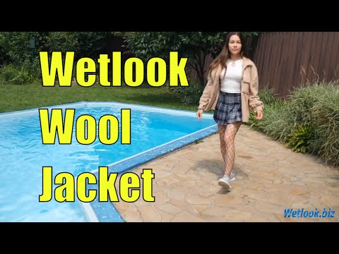 Wetlook Wool Jacket | Wetlook tights | Wetlook girl in skirt