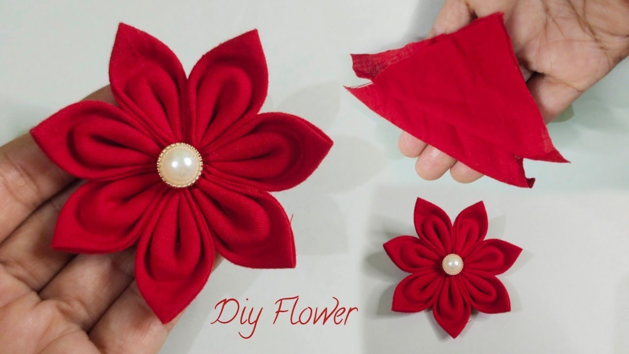 Diy How to make an adorable fabric flower in just 6 minutes! Diy