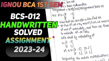 BCS-012 Handwritten Solved Assignment 2023-24 || IGNOU BCA 1st Semester Handwritten Assignment 2023