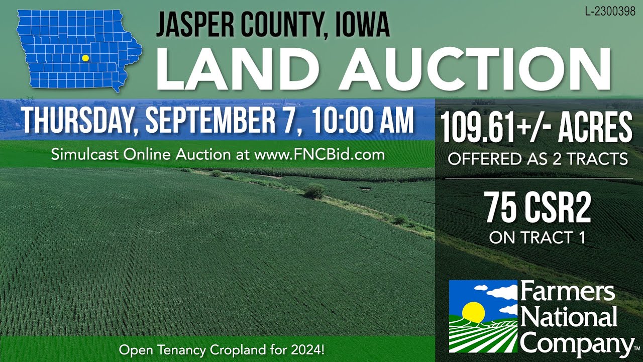 Simulcast Auction 109.61+/ Acres, Jasper County, Iowa L2300398