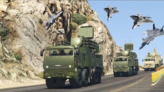 Large Fighter Jets &amp; Helicopters Attack on Army  Supply Convoy-GTA5