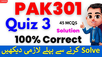 Pak301 quiz 3 2024 || pak301 quiz 3 2024 || pak301 quiz 3 solution 2024 || pak301 quiz 3 spring 2024