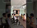 Boss talking serious… me wondering how that huge table fit through that tiny door 😬